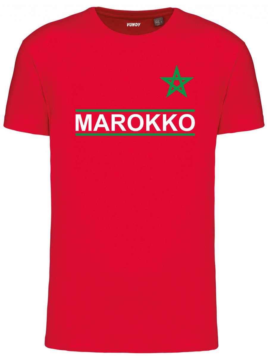 T-shirt Marokko | Rood Marokko Shirt | WK 2022 Voetbal | Marokko Supporter | Rood | maat 3XL